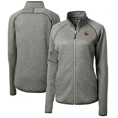 Women's Cutter & Buck Heather Gray Fresno Grizzlies Mainsail Sweater-Knit Full-Zip Jacket