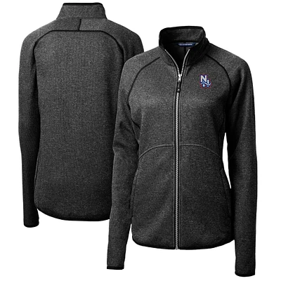 Women's Cutter & Buck Heather Charcoal New Hampshire Fisher Cats Mainsail Sweater-Knit Full-Zip Jacket