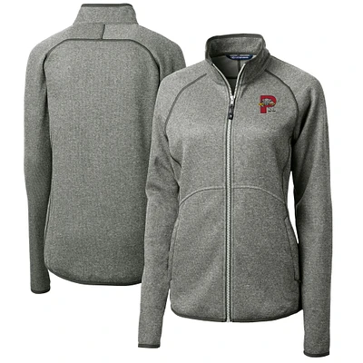 Women's Cutter & Buck Heather Gray Portland Sea Dogs Mainsail Sweater-Knit Full-Zip Jacket