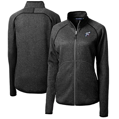 Women's Cutter & Buck Heather Charcoal Reading Fightin Phils Mainsail Sweater-Knit Full-Zip Jacket
