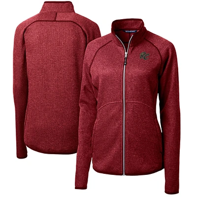 Women's Cutter & Buck Heather Sacramento River Cats Mainsail Sweater-Knit Full-Zip Jacket