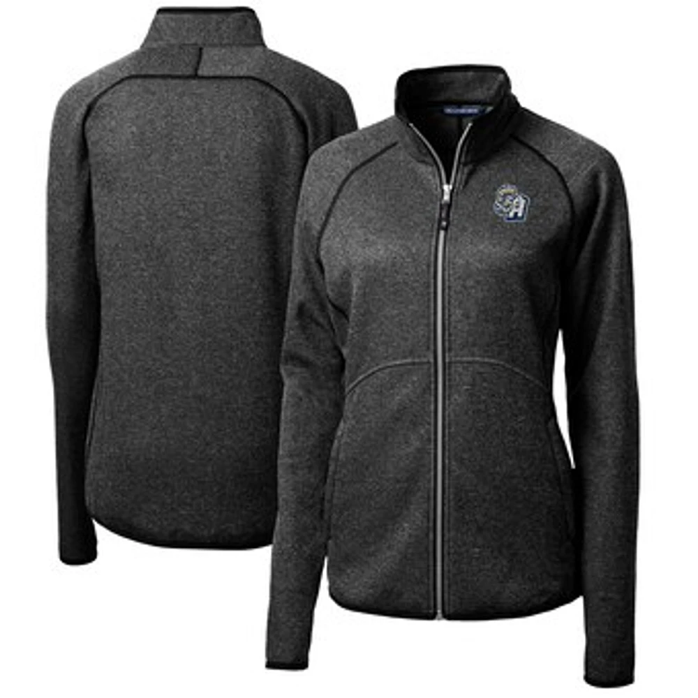 Women's Cutter & Buck Heather Charcoal San Antonio Missions Mainsail Sweater-Knit Full-Zip Jacket