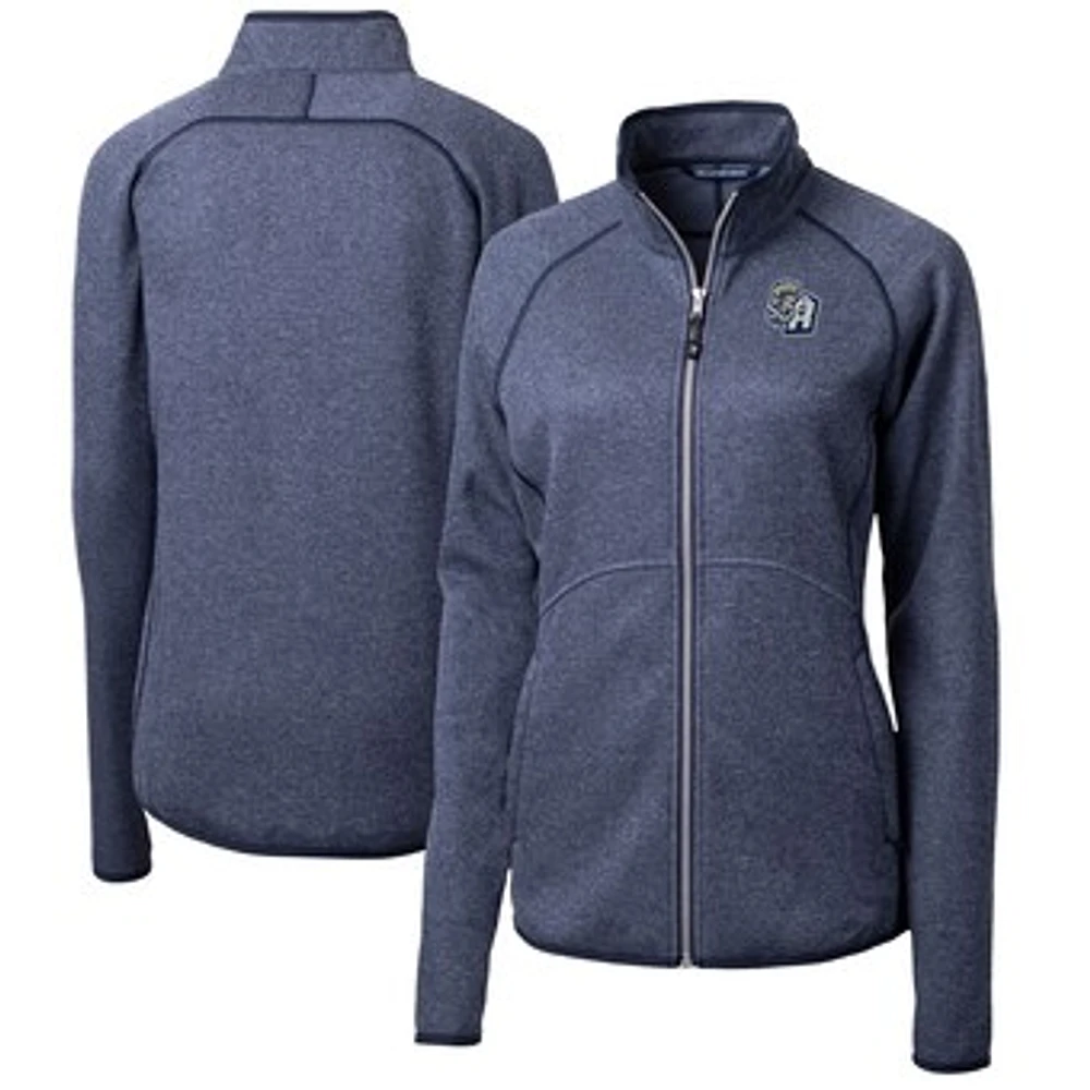 Women's Cutter & Buck Heather Navy San Antonio Missions Mainsail Sweater-Knit Full-Zip Jacket