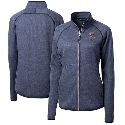 Women's Cutter & Buck Heather Navy Tacoma Rainiers Mainsail Sweater-Knit Full-Zip Jacket