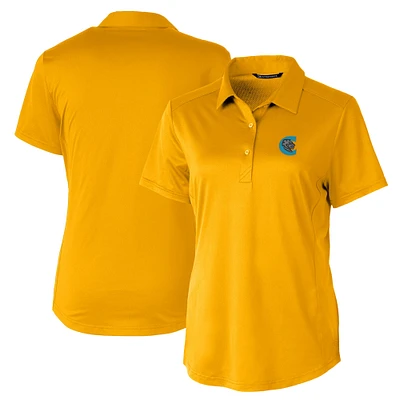 Women's Cutter & Buck Gold Charlotte Knights Prospect Textured Stretch Polo