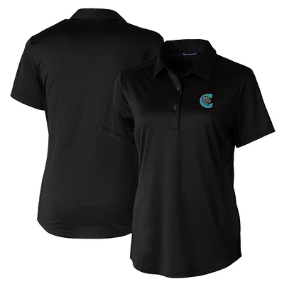 Women's Cutter & Buck Black Charlotte Knights Prospect Textured Stretch Polo