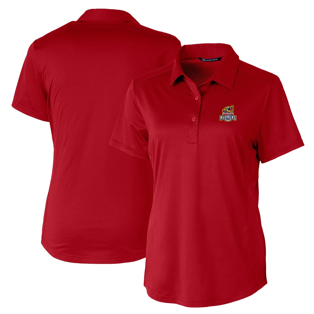 Women's Cutter & Buck Red Toledo Mud Hens Prospect Textured Stretch Polo