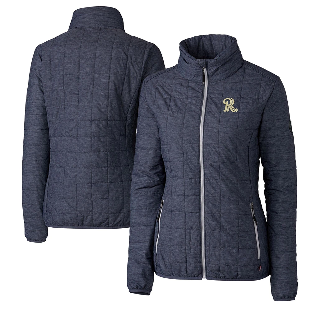 Women's Cutter & Buck Heather Navy Frisco RoughRiders Rainier Primaloft Eco Full-Zip Jacket