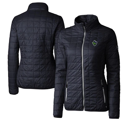 Women's Cutter & Buck Navy Hillsboro Hops Rainier Primaloft Eco Full-Zip Jacket