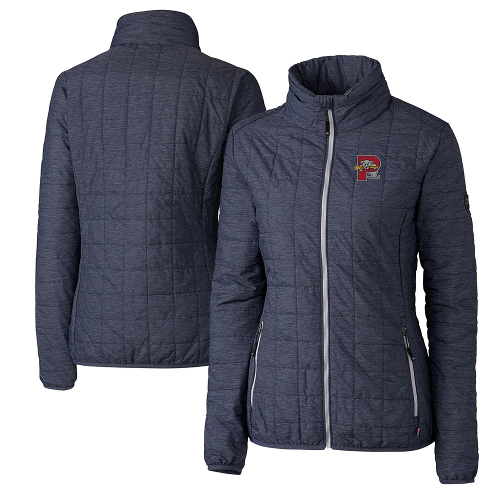 Women's Cutter & Buck Heather Navy Portland Sea Dogs Rainier Primaloft Eco Full-Zip Jacket