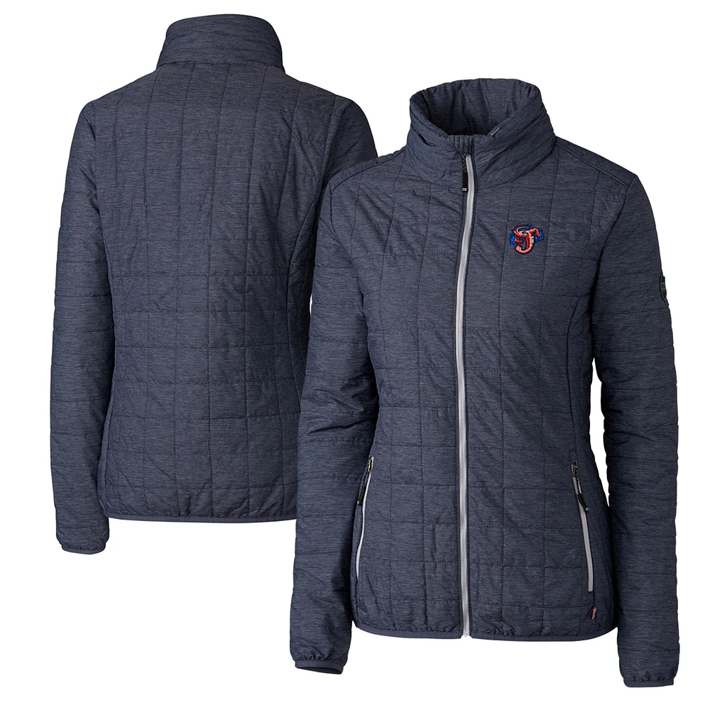 Women's Cutter & Buck Heather Navy Jacksonville Jumbo Shrimp Rainier Primaloft Eco Full-Zip Jacket