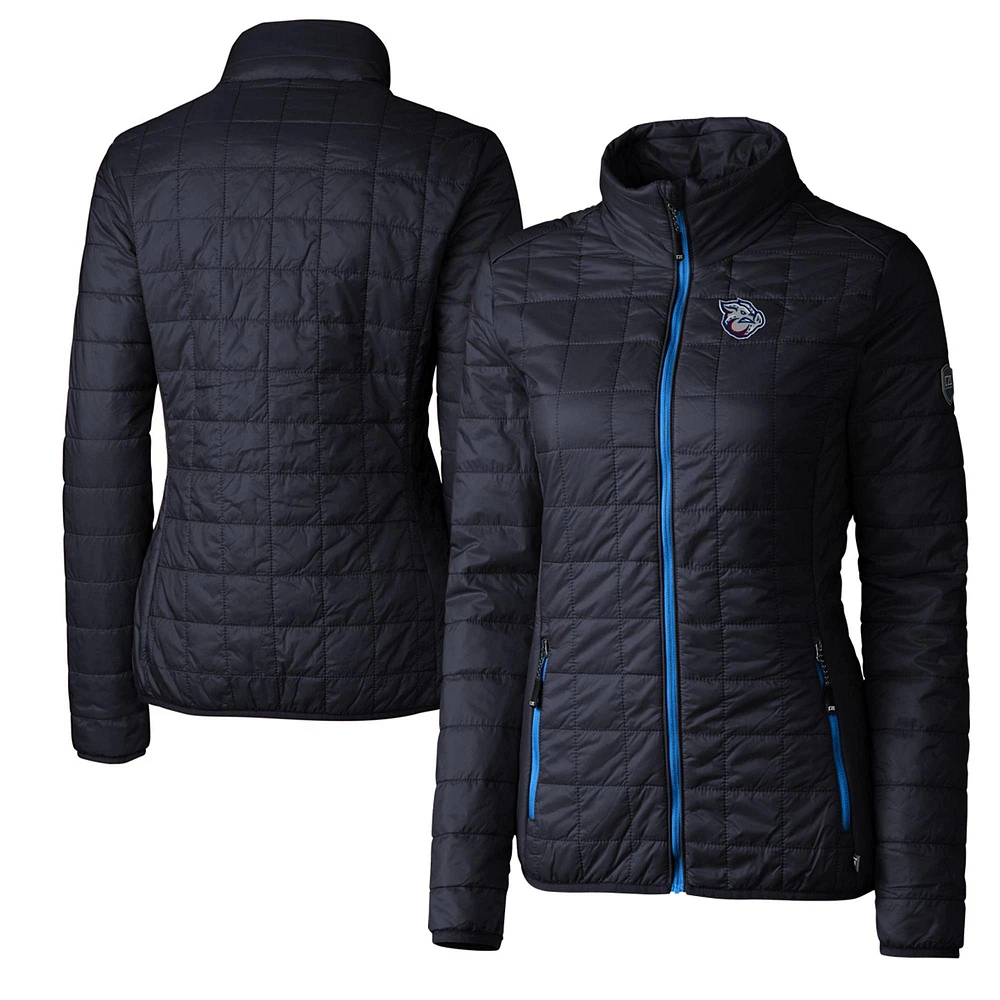 Women's Cutter & Buck Navy Lehigh Valley IronPigs Rainier Primaloft Eco Full-Zip Jacket