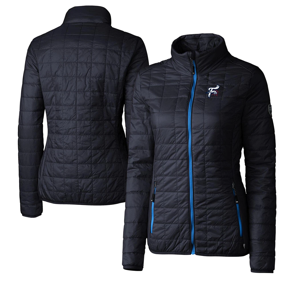 Women's Cutter & Buck Navy Reading Fightin Phils Rainier Primaloft Eco Full-Zip Jacket