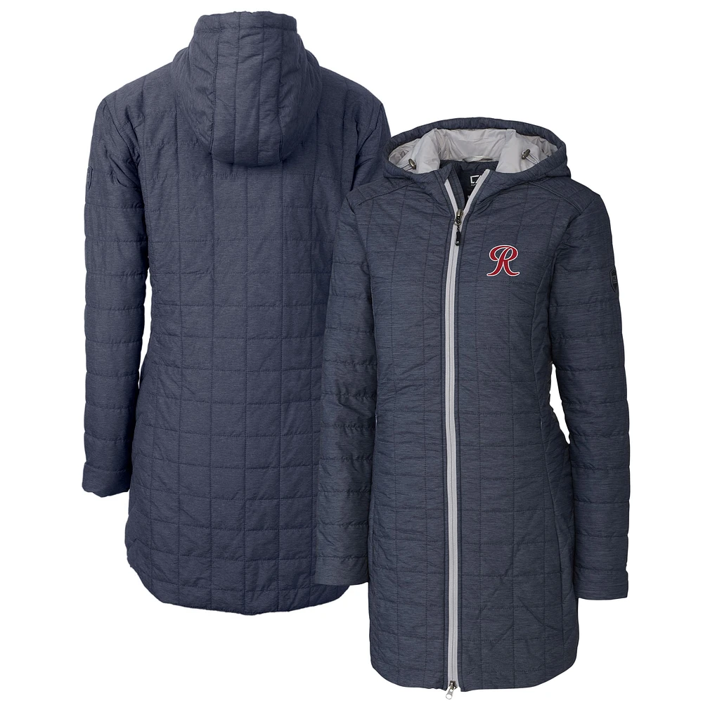 Women's Cutter & Buck Heather Navy Tacoma Rainiers Rainier Primaloft Eco Insulated Hooded Long Coat