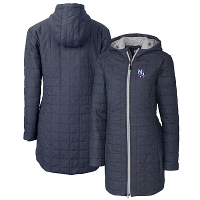 Women's Cutter & Buck Heather Navy New Hampshire Fisher Cats Rainier Primaloft Eco Insulated Hooded Long Coat