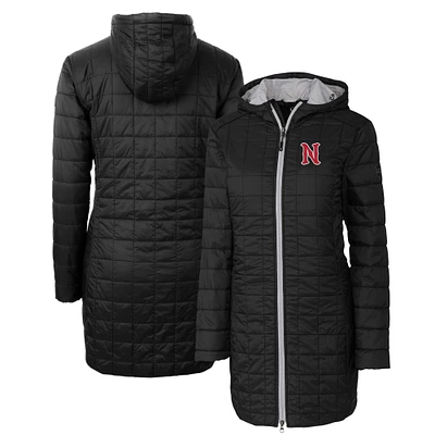 Women's Cutter & Buck Black Nashville Sounds Rainier Primaloft Eco Insulated Hooded Long Coat