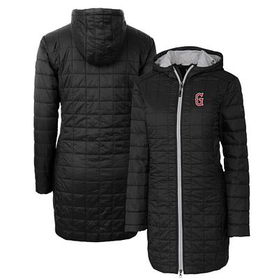 Women's Cutter & Buck Black Greenville Drive Rainier Primaloft Eco Insulated Hooded Long Coat