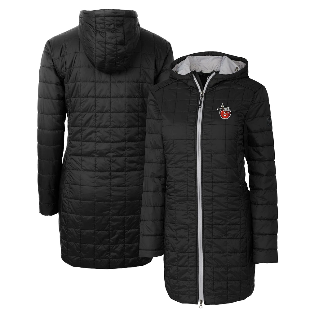 Women's Cutter & Buck Black Fort Wayne TinCaps Rainier Primaloft Eco Insulated Hooded Long Coat