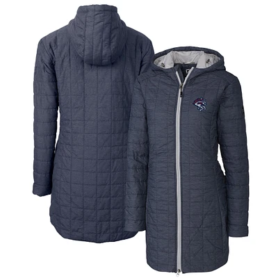 Women's Cutter & Buck Heather Navy Binghamton Rumble Ponies Rainier Primaloft Eco Insulated Hooded Long Coat