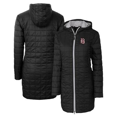 Women's Cutter & Buck Black Birmingham Barons Rainier Primaloft Eco Insulated Hooded Long Coat