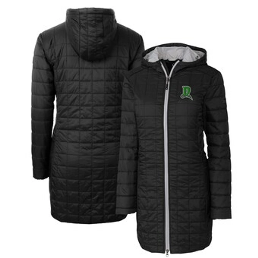 Women's Cutter & Buck Black Dayton Dragons Rainier Primaloft Eco Insulated Hooded Long Coat