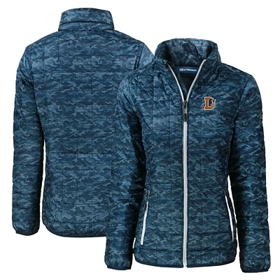 Women's Cutter & Buck Navy Durham Bulls Rainier PrimaLoft Eco Insulated Camo Full-Zip Puffer Jacket