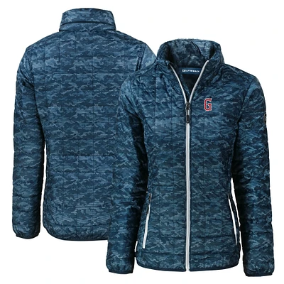 Women's Cutter & Buck Navy Greenville Drive Rainier PrimaLoft Eco Insulated Camo Full-Zip Puffer Jacket