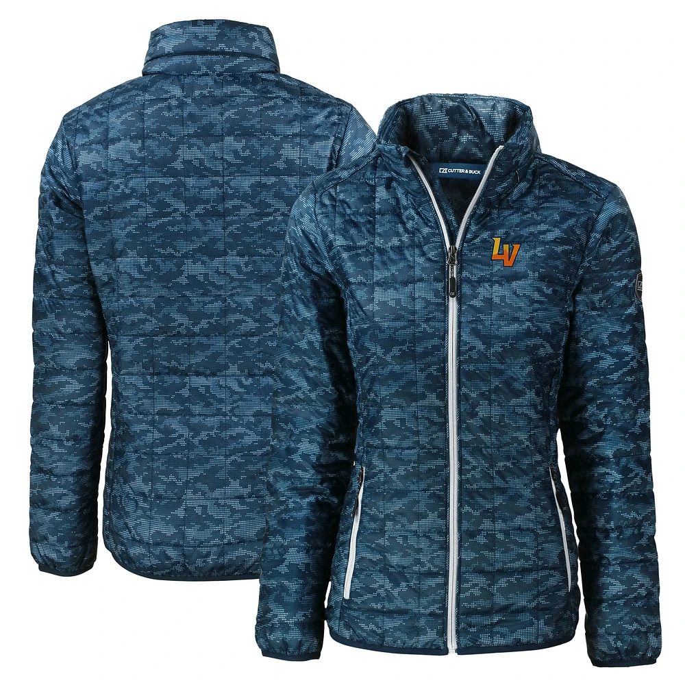 Women's Cutter & Buck Navy Las Vegas Aviators Rainier PrimaLoft Eco Insulated Camo Full-Zip Puffer Jacket