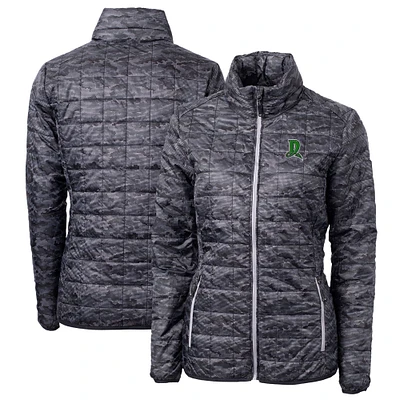 Women's Cutter & Buck Black Dayton Dragons Rainier PrimaLoft Eco Insulated Camo Full-Zip Puffer Jacket