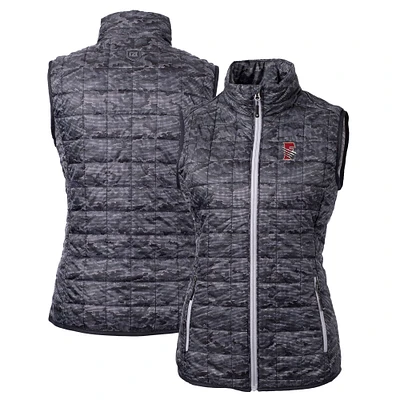 Women's Cutter & Buck Black Fresno Grizzlies Rainier PrimaLoft Eco Insulated Printed Full-Zip Puffer Vest
