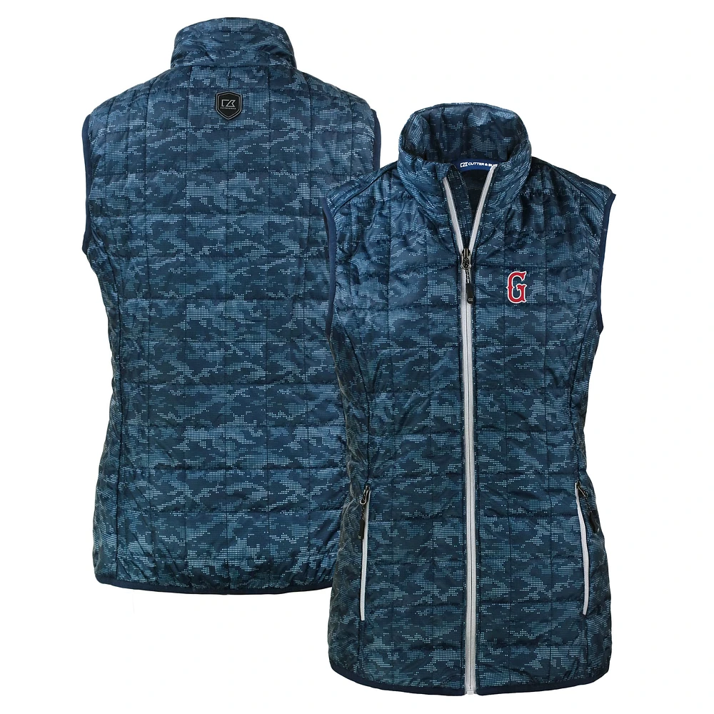 Women's Cutter & Buck Navy Greenville Drive Rainier PrimaLoft Eco Insulated Printed Full-Zip Puffer Vest