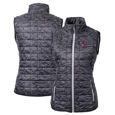 Women's Cutter & Buck Black Buffalo Bisons Rainier PrimaLoft Eco Insulated Printed Full-Zip Puffer Vest