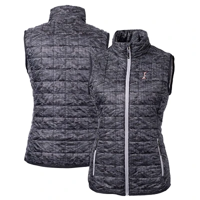 Women's Cutter & Buck Black Albuquerque Isotopes Rainier PrimaLoft Eco Insulated Printed Full-Zip Puffer Vest