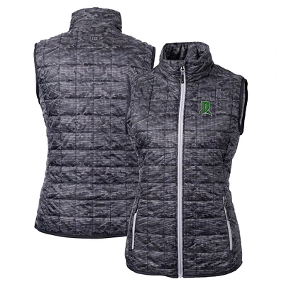 Women's Cutter & Buck Black Dayton Dragons Rainier PrimaLoft Eco Insulated Printed Full-Zip Puffer Vest