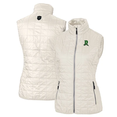 Women's Cutter & Buck Oatmeal Dayton Dragons Rainier PrimaLoft Eco Insulated Full-Zip Puffer Vest