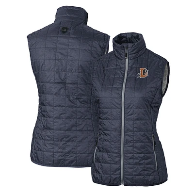Women's Cutter & Buck Heather Navy Durham Bulls Rainier PrimaLoft Eco Insulated Full-Zip Puffer Vest