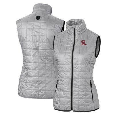 Women's Cutter & Buck Gray Frisco RoughRiders Rainier PrimaLoft Eco Insulated Full-Zip Puffer Vest