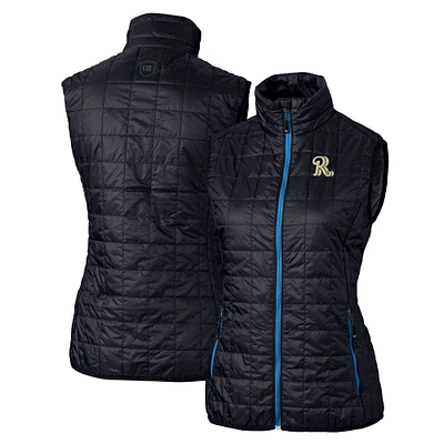 Women's Cutter & Buck Navy Frisco RoughRiders Rainier PrimaLoft Eco Insulated Full-Zip Puffer Vest