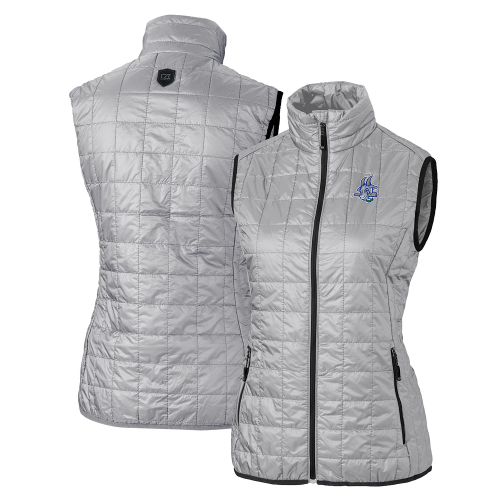 Women's Cutter & Buck Gray Hartford Yard Goats Rainier PrimaLoft Eco Insulated Full-Zip Puffer Vest