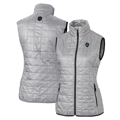 Women's Cutter & Buck Gray Hillsboro Hops Rainier PrimaLoft Eco Insulated Full-Zip Puffer Vest