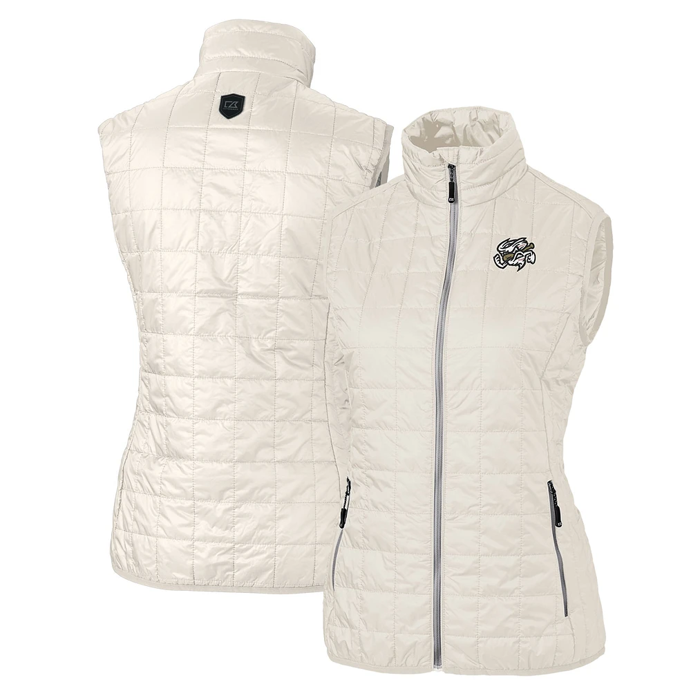 Women's Cutter & Buck Oatmeal Omaha Storm Chasers Rainier PrimaLoft Eco Insulated Full-Zip Puffer Vest