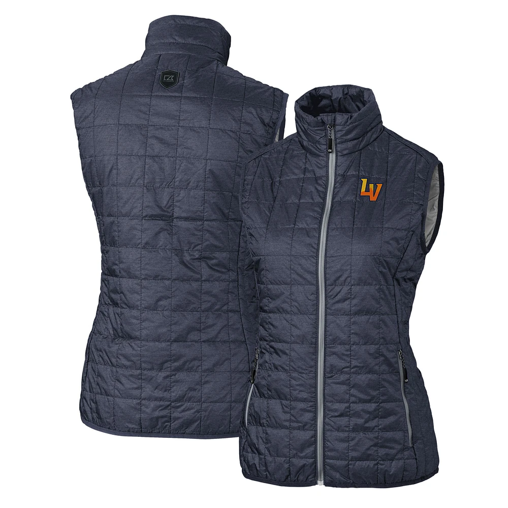 Women's Cutter & Buck Heather Navy Las Vegas Aviators Rainier PrimaLoft Eco Insulated Full-Zip Puffer Vest