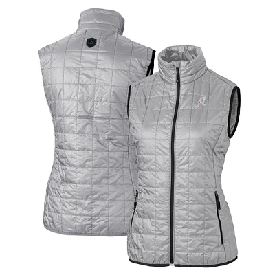 Women's Cutter & Buck Gray Reno Aces Rainier PrimaLoft Eco Insulated Full-Zip Puffer Vest