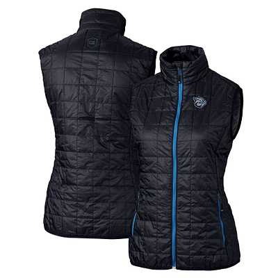 Women's Cutter & Buck Navy Lehigh Valley IronPigs Rainier PrimaLoft Eco Insulated Full-Zip Puffer Vest