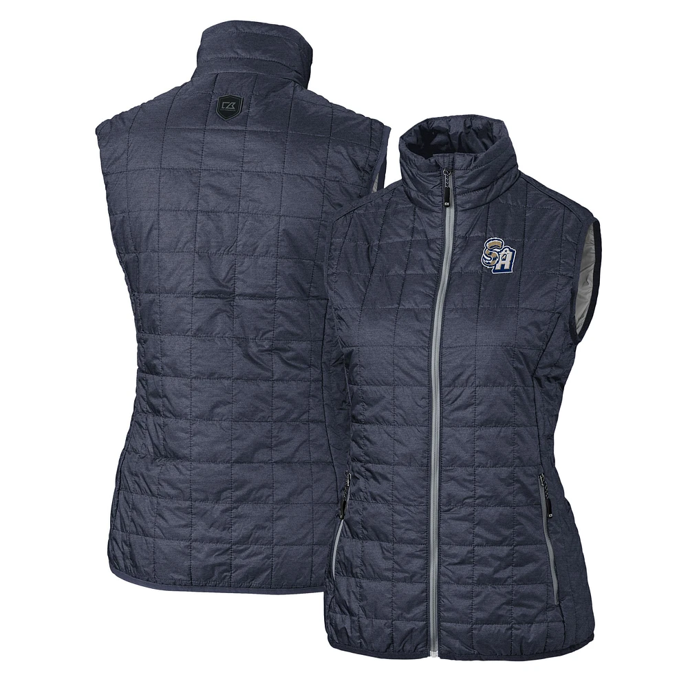 Women's Cutter & Buck Heather Navy San Antonio Missions Rainier PrimaLoft Eco Insulated Full-Zip Puffer Vest