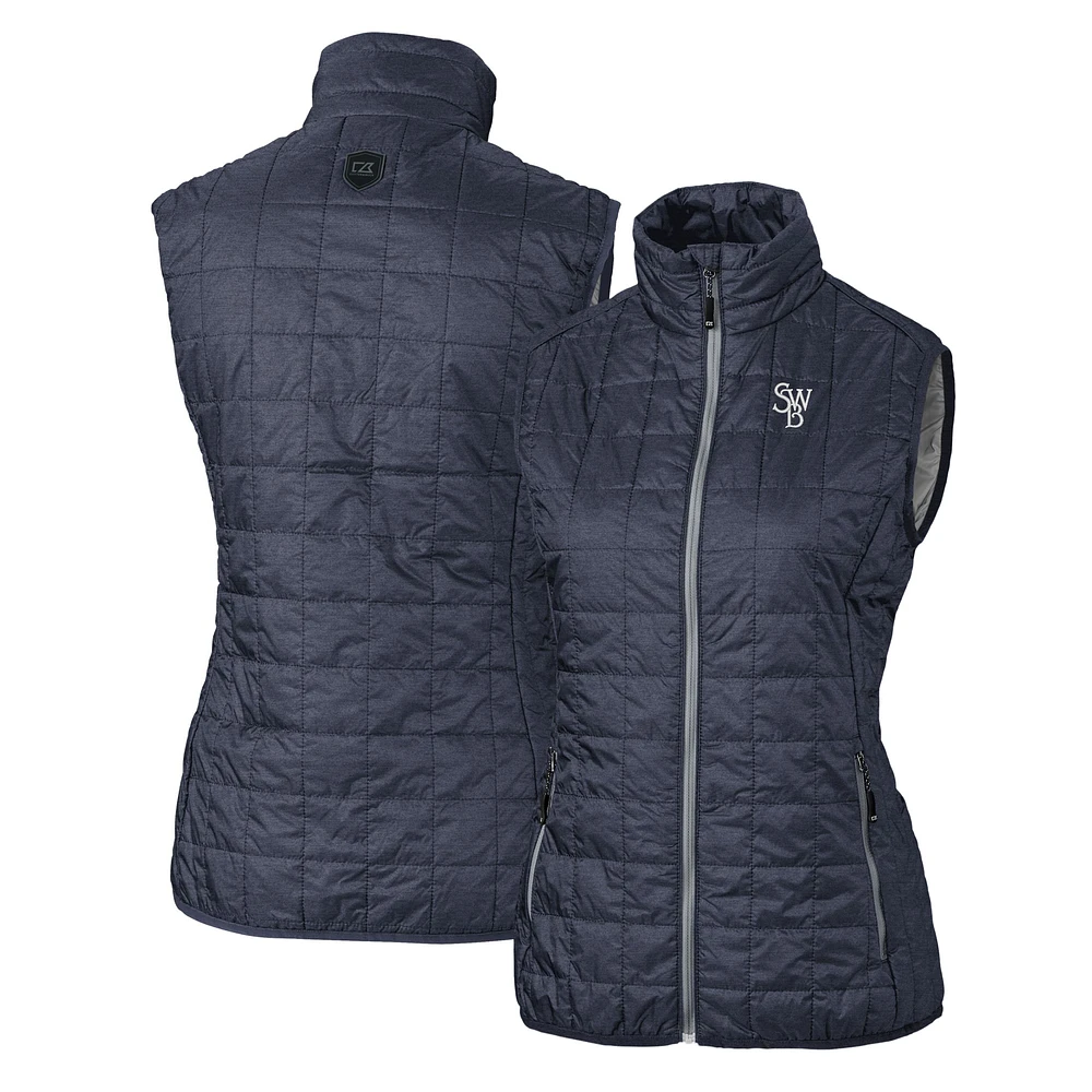 Women's Cutter & Buck Heather Navy Scranton Wilkes-Barre RailRiders Rainier PrimaLoft Eco Insulated Full-Zip Puffer Vest
