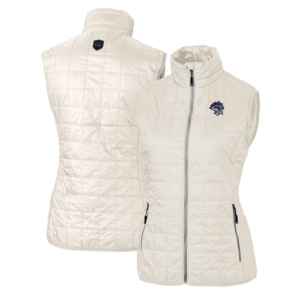 Women's Cutter & Buck Oatmeal Binghamton Rumble Ponies Rainier PrimaLoft Eco Insulated Full-Zip Puffer Vest