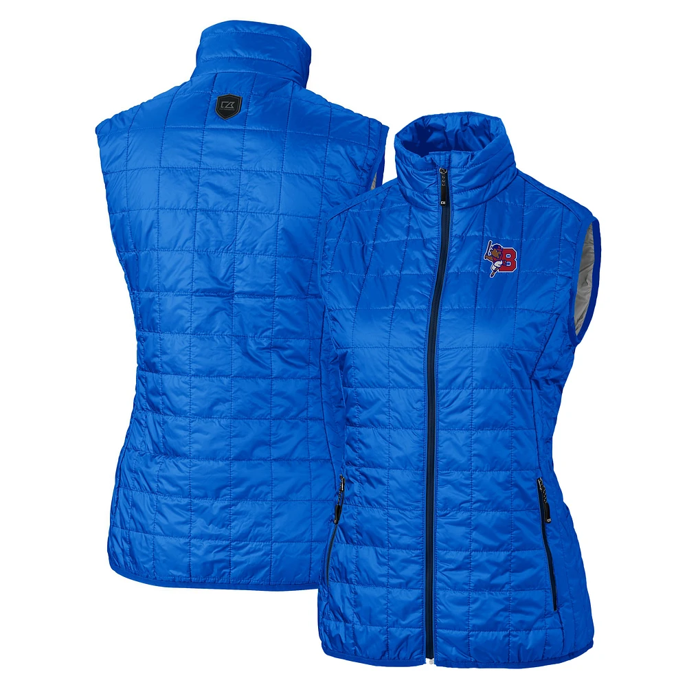 Women's Cutter & Buck Royal Buffalo Bisons Rainier PrimaLoft Eco Insulated Full-Zip Puffer Vest