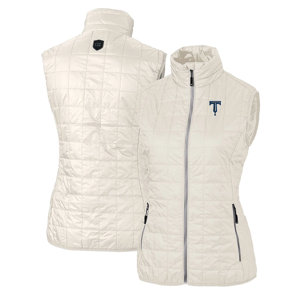 Women's Cutter & Buck Oatmeal Tulsa Drillers Rainier PrimaLoft Eco Insulated Full-Zip Puffer Vest