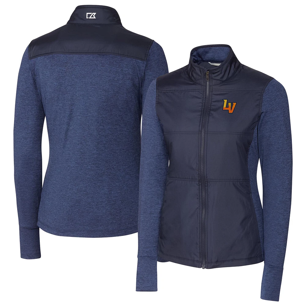 Women's Cutter & Buck Navy Las Vegas 51s Stealth DryTec Hybrid Quilted Full-Zip Windbreaker Jacket